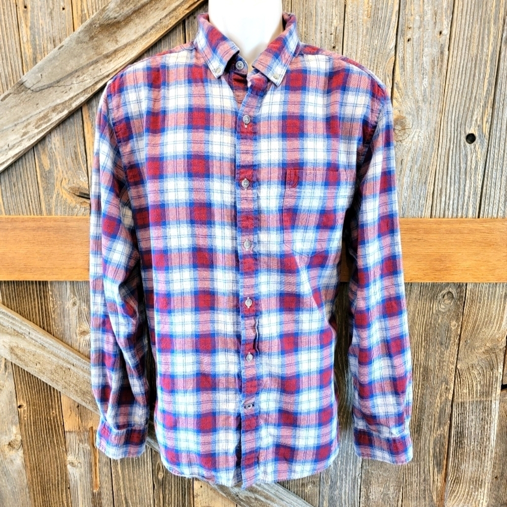 Nautica Casual Long Sleeve Button Up Shirt Adult Mens Size L large patriotic